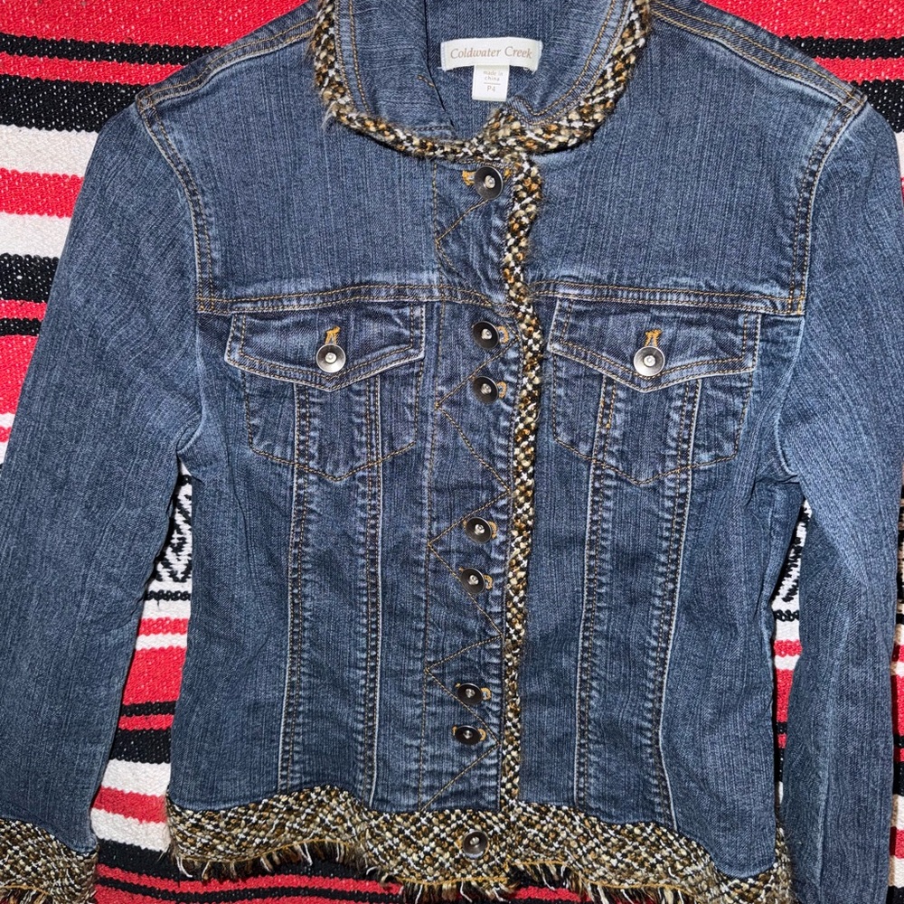 Coldwater Creek Denim Jacket with Fringe Trim